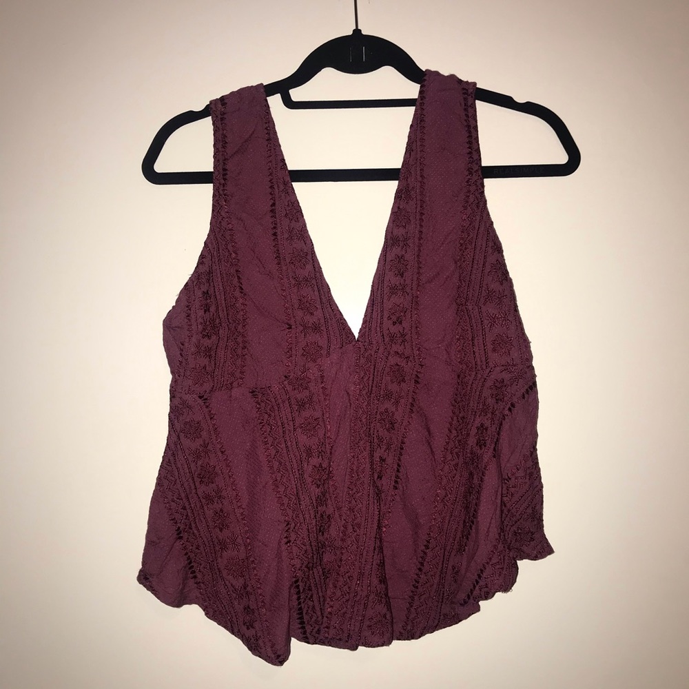FREE PEOPLE crop tank top with crochet detailing